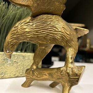 Elegant Gold Brass Eagle Sculpture Figurine